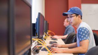 Students working in a computer lab